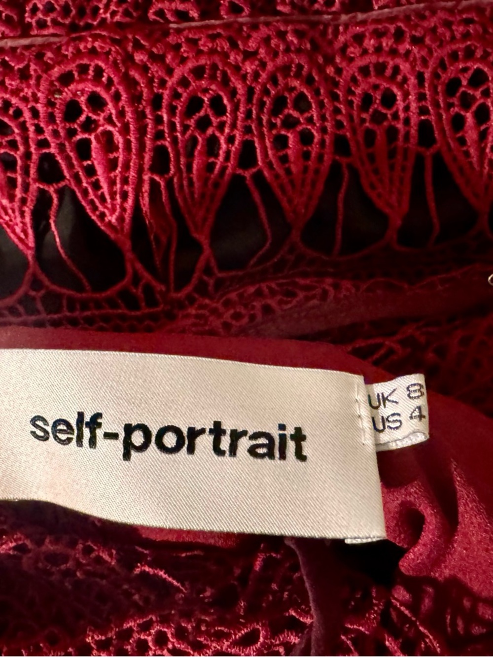 Self-Portrait Burgundy Lace Tiered Mini Dress - Picture 9 of 9